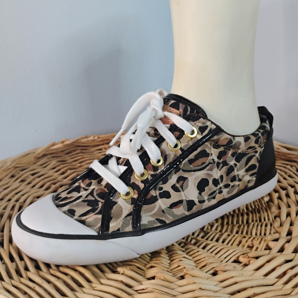Leopard Print Lace-Up Women's Sneakers - Beige